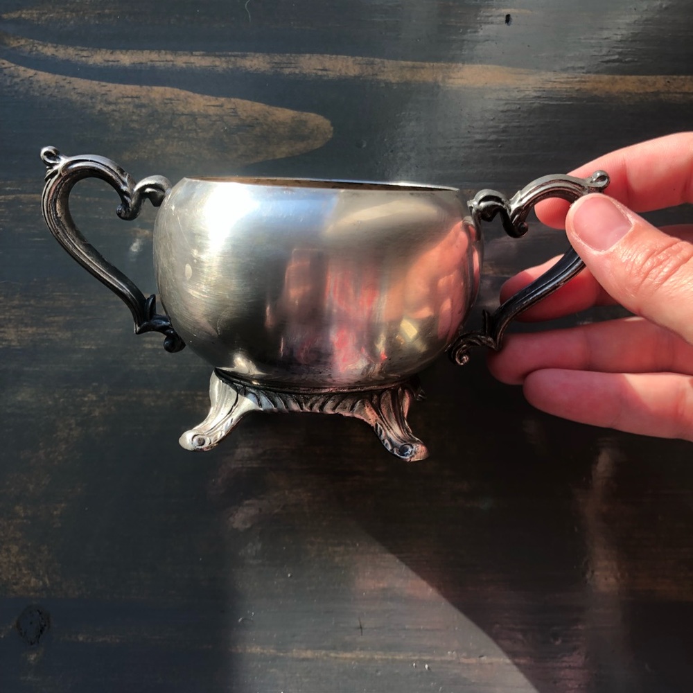 Small Silver Played Sugar Bowl